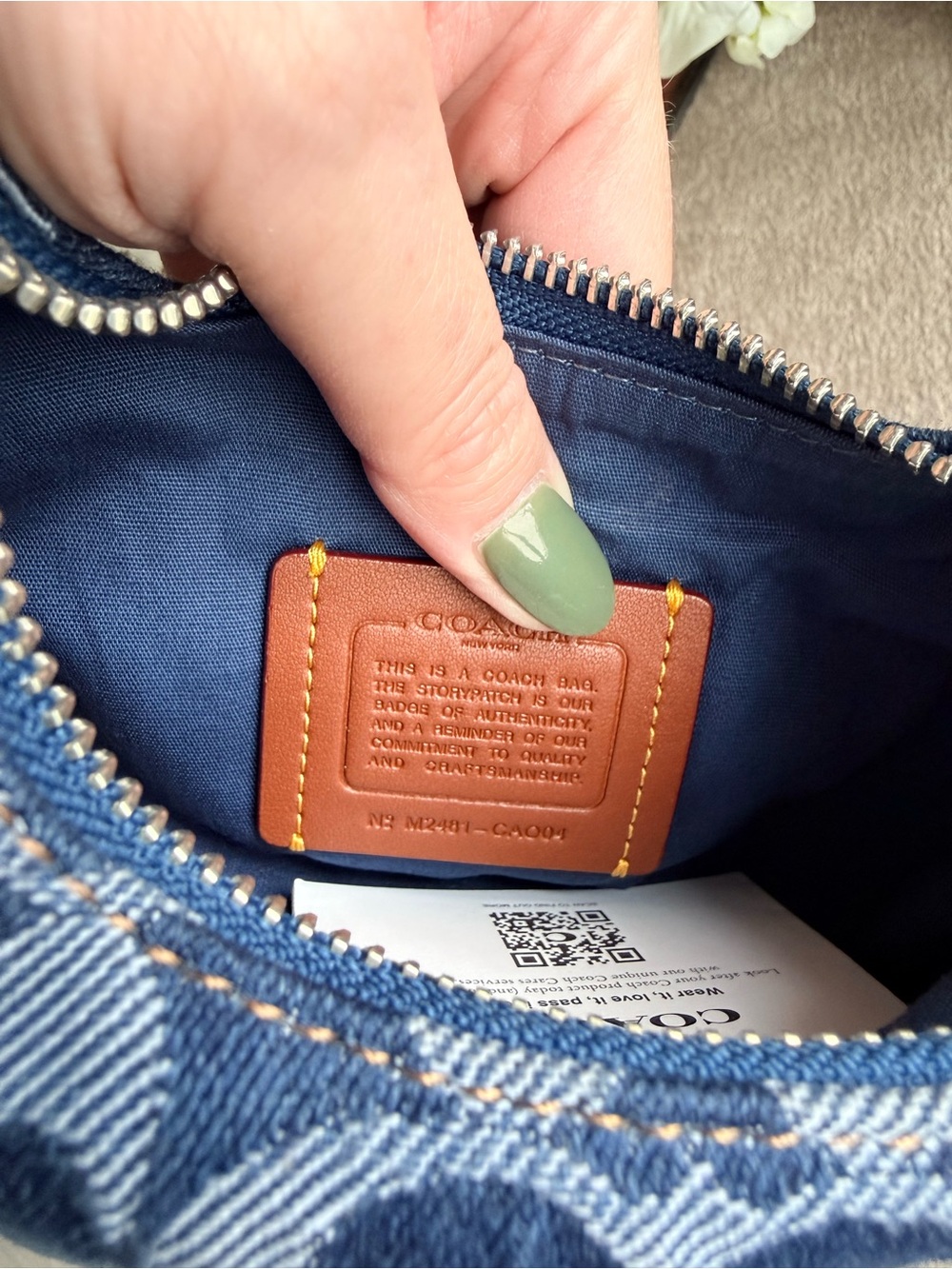 Coach Denim Signature Jonie Mini Crescent Shoulder Bag in Blue NWOT - Picture 7 of 7